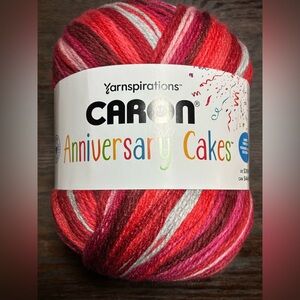 Caron Anniversary Cakes Yarn - Vibrant Red, Pink, and White
